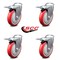 Service Caster 5 Inch Red Polyurethane Swivel Bolt Hole Caster Set with Total Lock Brake SCC SCC-BHTTL20S514-PPUB-RED-4 - alternate 2